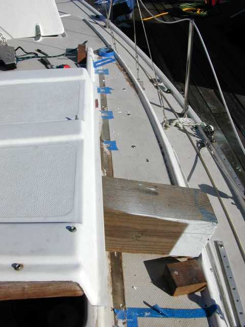 Epoxy fillets for teak shatch rail